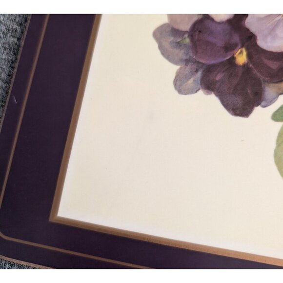 Pimpernel Cork-backed Placemats, "Pansies", Set of 4, 9” x 12” - Picture 6 of 8